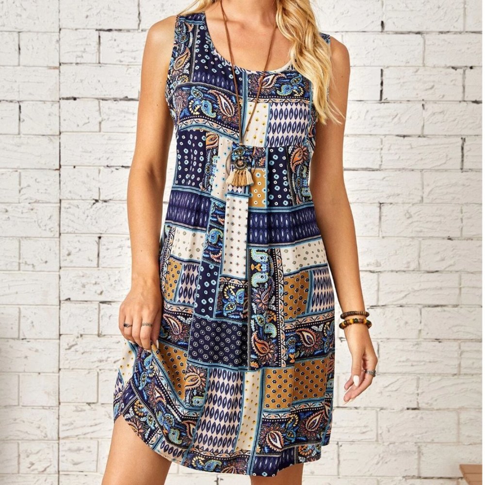 Boho Patchwork Print Dress
